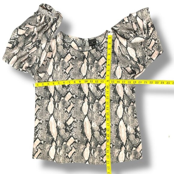 Worthington Women's Snake Print Blouse Ballon Sleeve Black Pink Blush Top XS - Picture 5 of 16